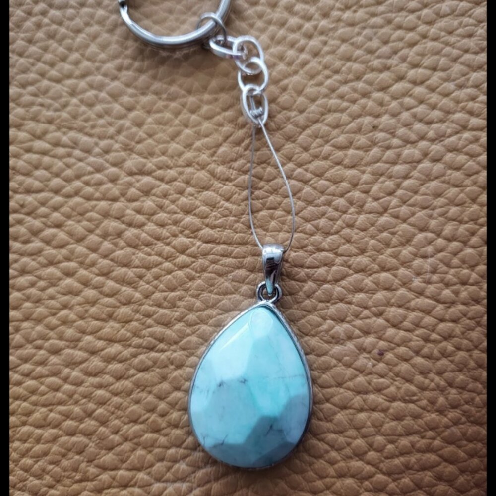 Genuine Stone Howlite Fashion Keychain | Boho Charm Keychain